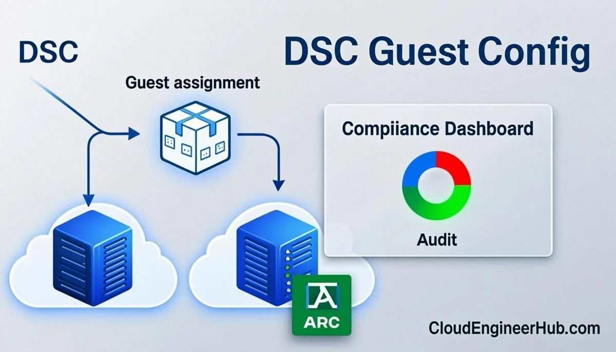 Feature illustration for the article: PowerShell DSC and Azure Policy Guest Configuration — CloudEngineerHub.com